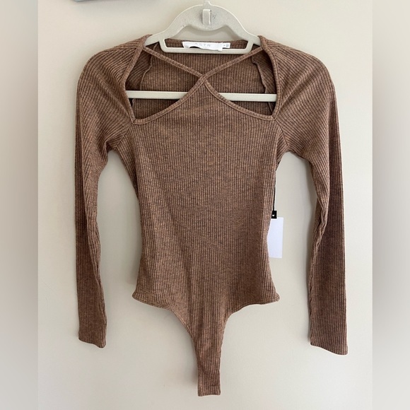 ASTR the Label Vanowen Bodysuit Tan Heather Size Small New with Tags - Picture 1 of 6